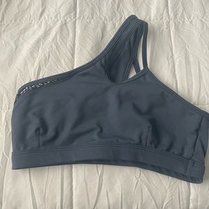 Bombshell Sportswear asymmetrical sports bra in blue